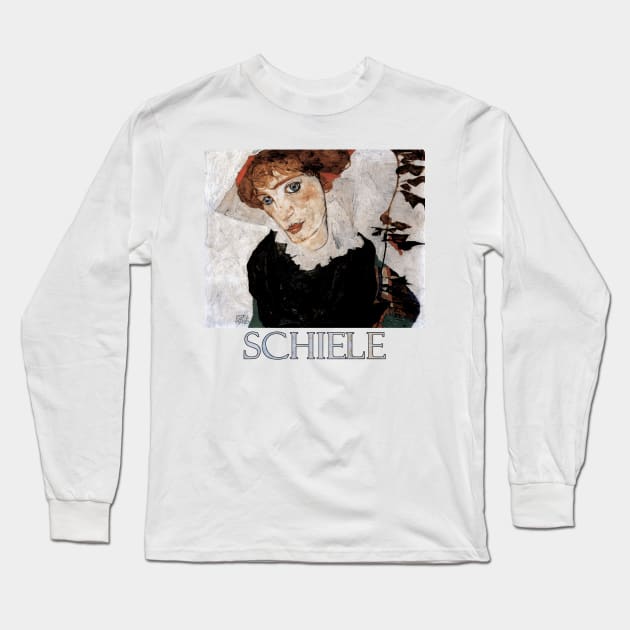 Portrait of Wally by Egon Schiele Long Sleeve T-Shirt by Naves